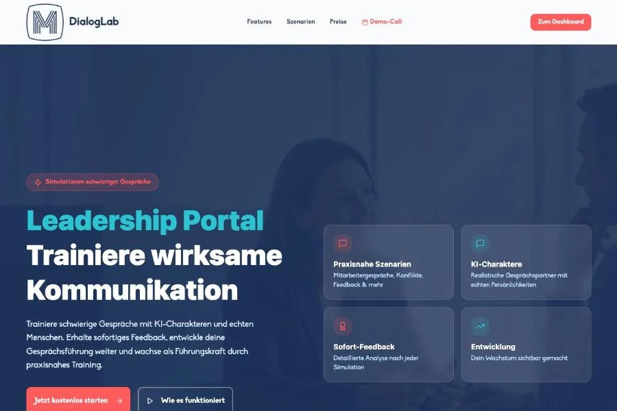 DialogLab, Startseite des Leadership Portals